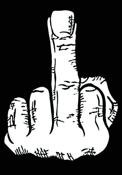 an image of a hand with the middle finger raised